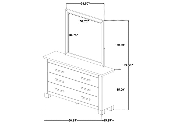 225103M Oakglen 6-drawer Bedroom Dresser and Mirror Weathered Oak