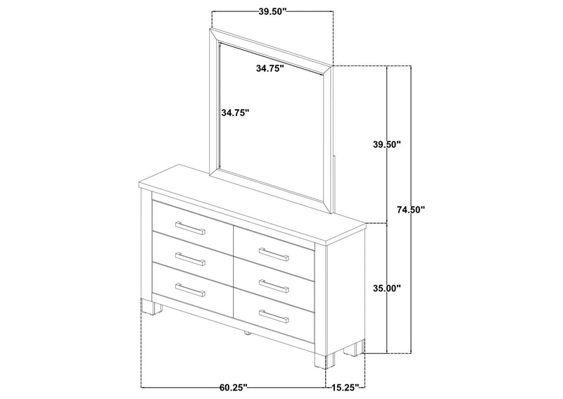 225103M Oakglen 6-drawer Bedroom Dresser and Mirror Weathered Oak