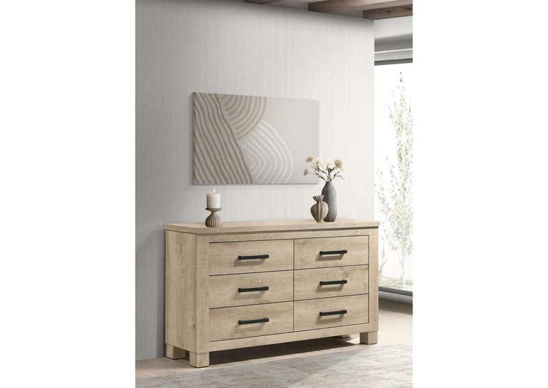 225103 Oakglen 6-drawer Bedroom Dresser Weathered Oak