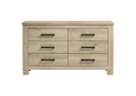 225103 Oakglen 6-drawer Bedroom Dresser Weathered Oak