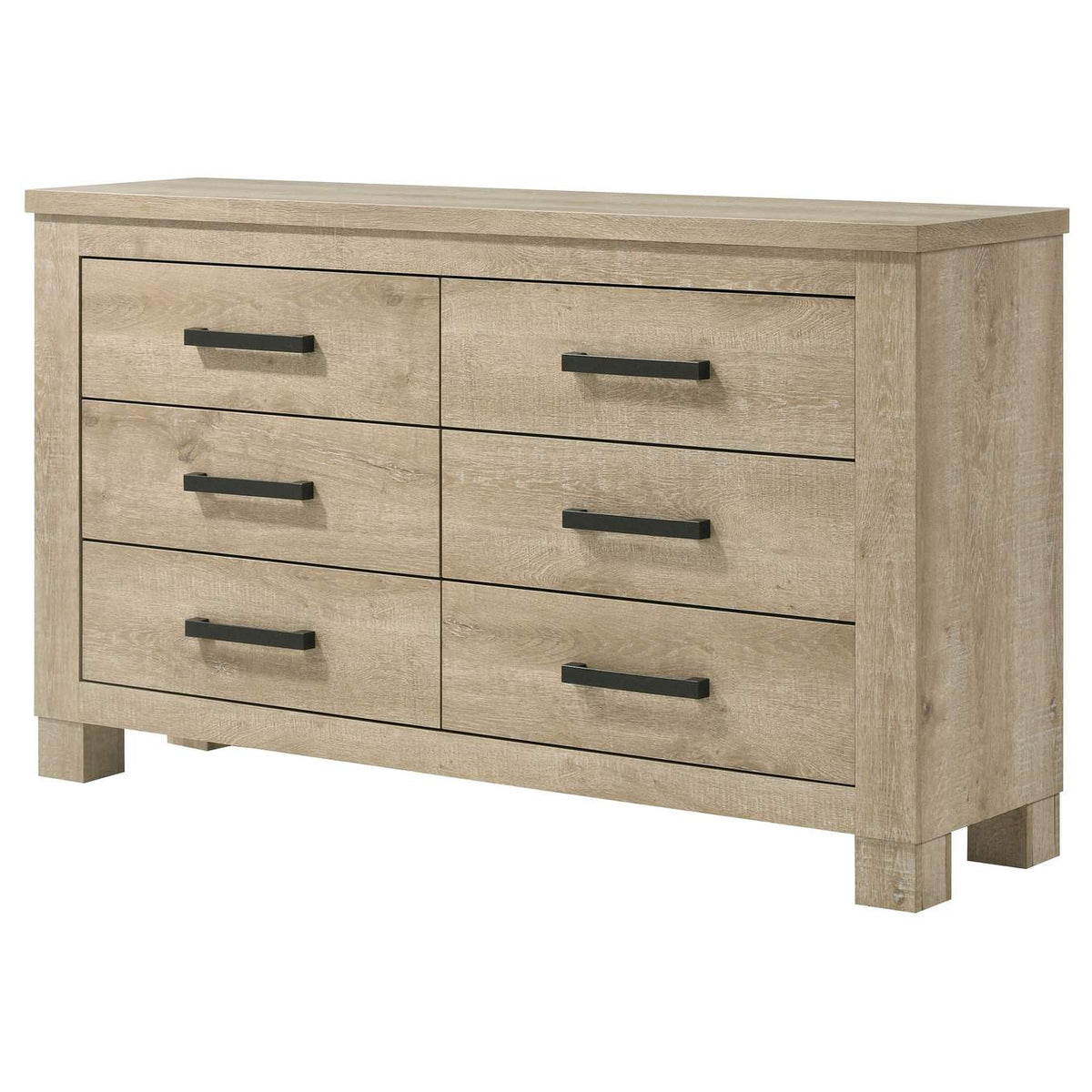 225103 Oakglen 6-drawer Bedroom Dresser Weathered Oak