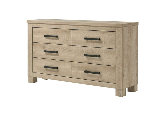 225103 Oakglen 6-drawer Bedroom Dresser Weathered Oak