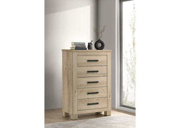 225105 Oakglen 5-drawer Bedroom Chest of Drawers Weathered Oak