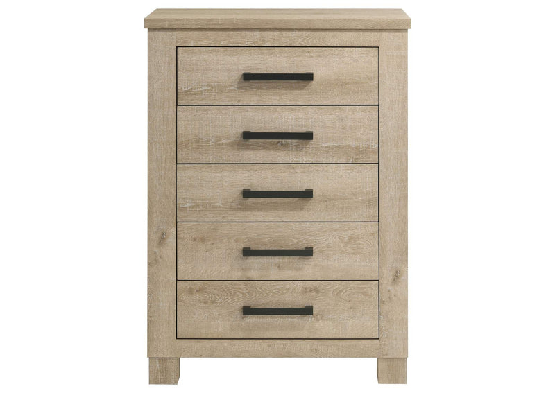 225105 Oakglen 5-drawer Bedroom Chest of Drawers Weathered Oak