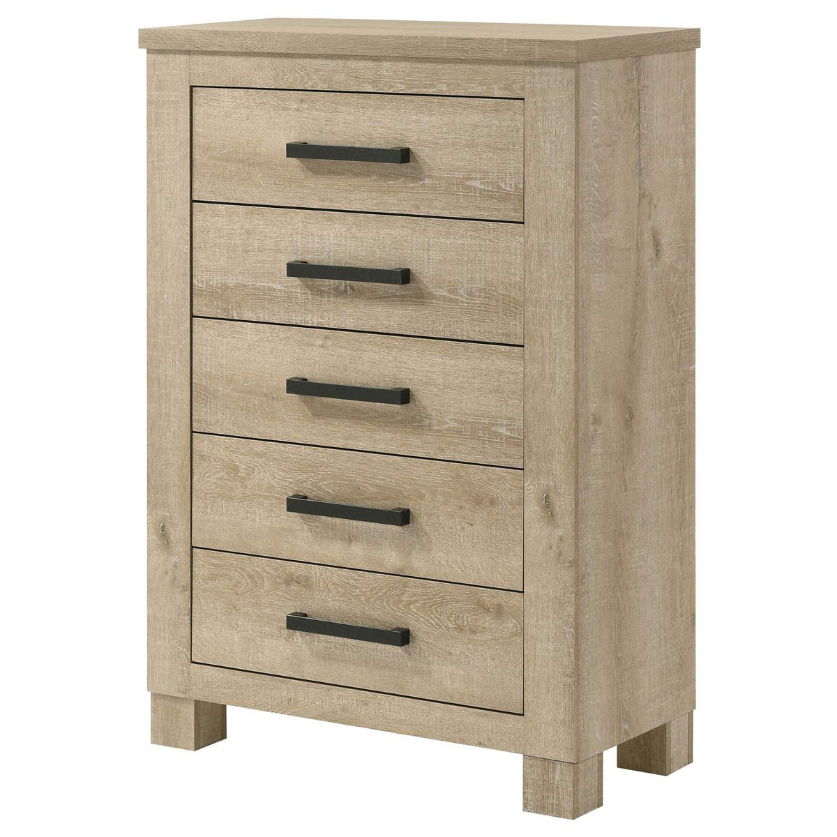 225105 Oakglen 5-drawer Bedroom Chest of Drawers Weathered Oak