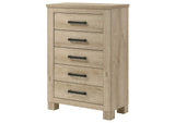 225105 Oakglen 5-drawer Bedroom Chest of Drawers Weathered Oak
