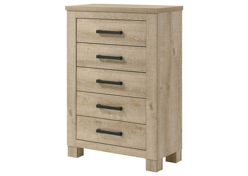225105 Oakglen 5-drawer Bedroom Chest of Drawers Weathered Oak