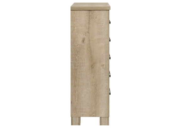 225105 Oakglen 5-drawer Bedroom Chest of Drawers Weathered Oak