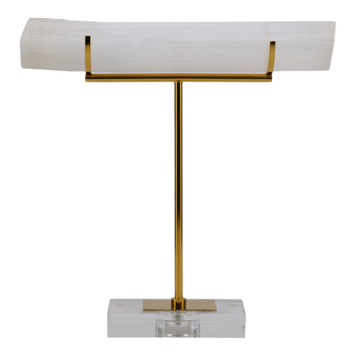 Artemis Large Selenite Stone Log Statuary - Gold / White