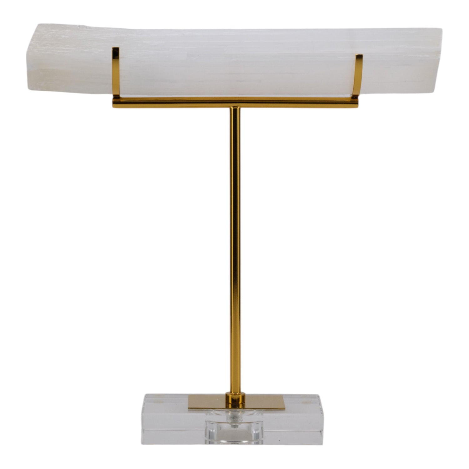 Artemis Large Selenite Stone Log Statuary - Gold / White