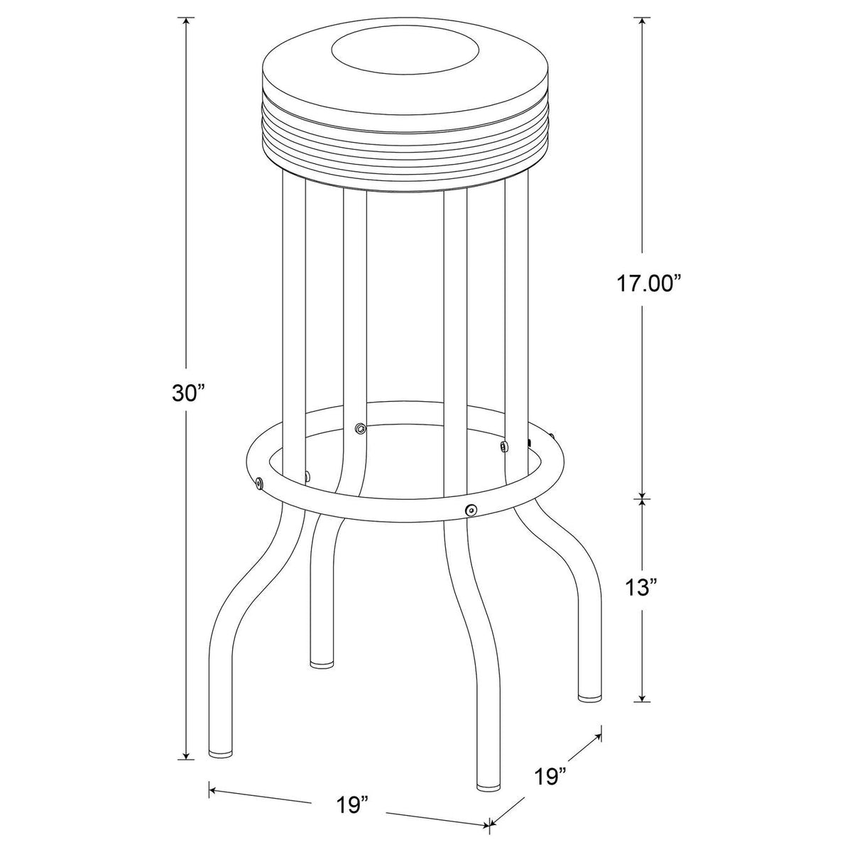 2299W Retro Upholstered Metal Swivel Bar Stool White (Set of 2)