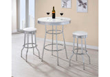 2300-S3 Retro 3-piece Round 1950s Bistro Pub Bar Table Set White