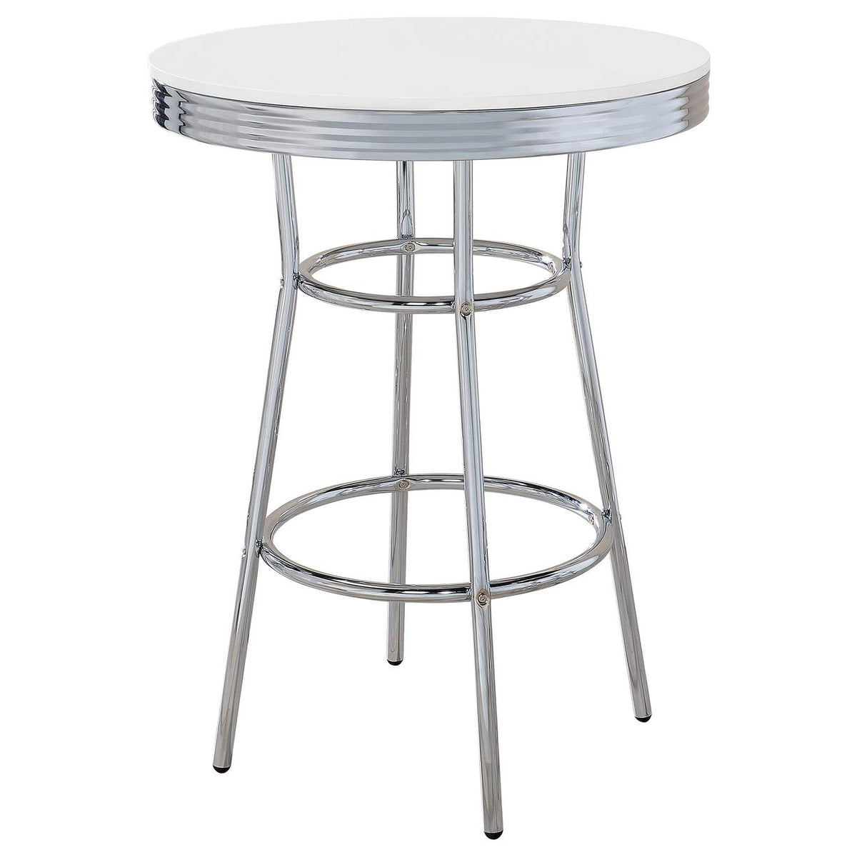 2300-S3 Retro 3-piece Round 1950s Bistro Pub Bar Table Set White