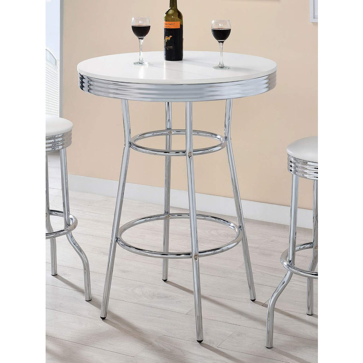 2300 Retro Round 30-inch 1950's Bistro Pub Height Bar Table White
