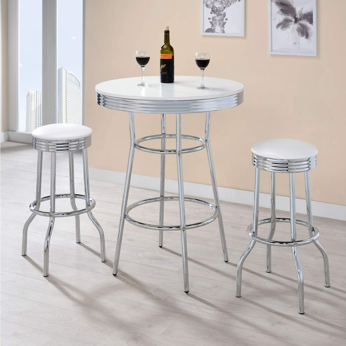 2300 Retro Round 30-inch 1950's Bistro Pub Height Bar Table White
