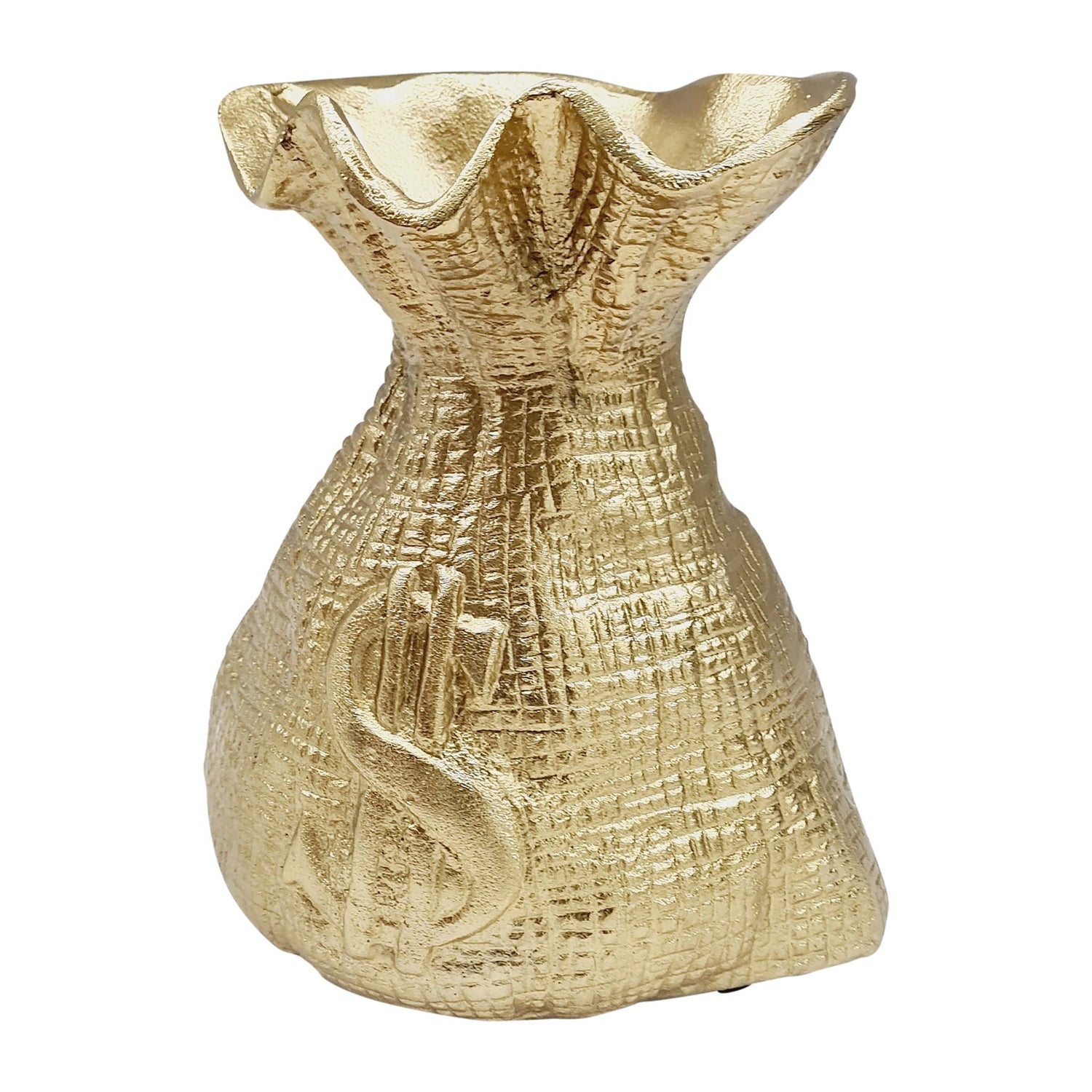 Metal 8" Money Bag - Gold