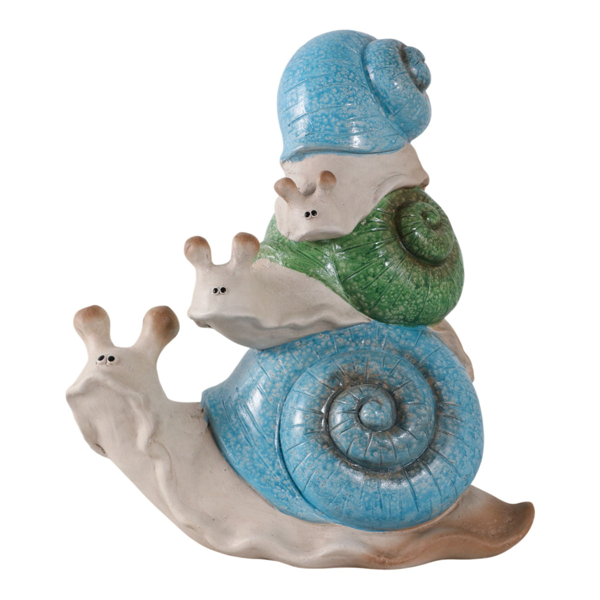 15" x 14" Stacked Snails With Colored Shells - Ivory Multi