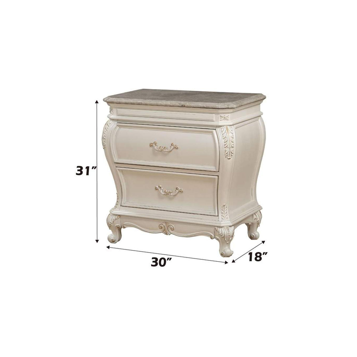 23543 Chantelle Nightstand with Marble Top