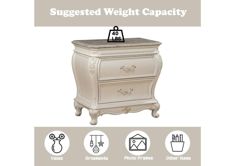 23543 Chantelle Nightstand with Marble Top