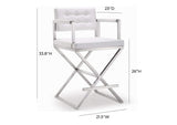TOV-K3624 Director White Performance Vegan Leather and Stainless Steel Counter Stool