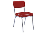 2388-S5R Retro 5-piece Round Dining Table Set White and Red