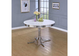 2388 Retro Round 42-inch Wood Top Dining Table White and Chrome