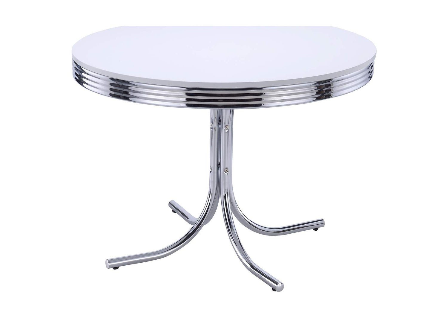 2388 Retro Round 42-inch Wood Top Dining Table White and Chrome