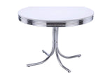 2388 Retro Round 42-inch Wood Top Dining Table White and Chrome