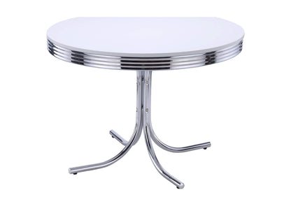2388 Retro Round 42-inch Wood Top Dining Table White and Chrome