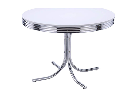 2388 Retro Round 42-inch Wood Top Dining Table White and Chrome