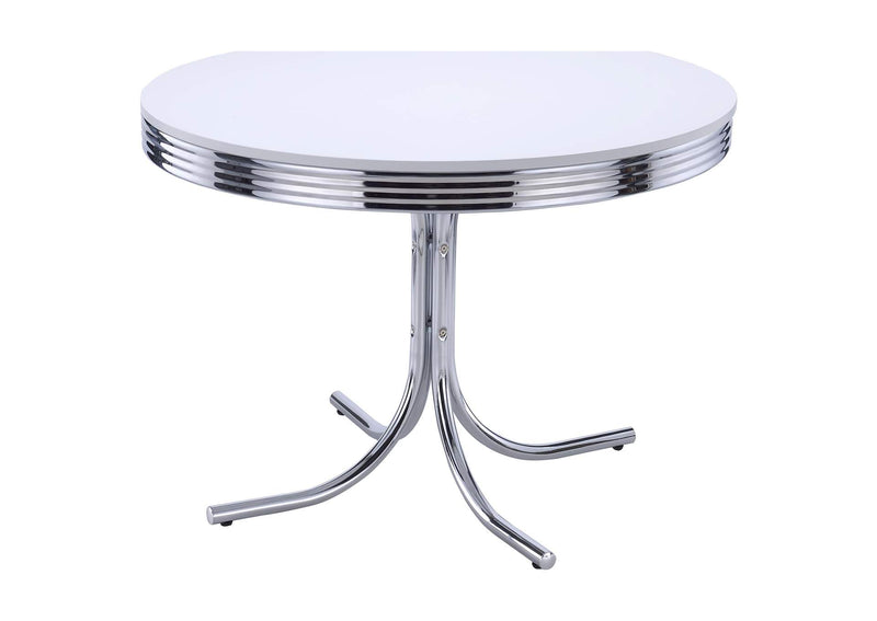 2388 Retro Round 42-inch Wood Top Dining Table White and Chrome