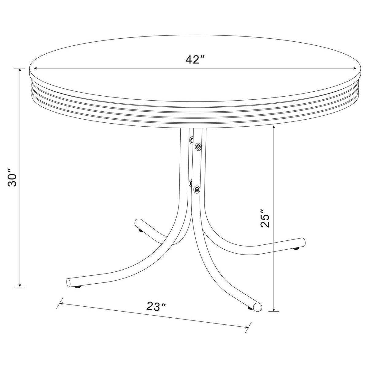 2388 Retro Round 42-inch Wood Top Dining Table White and Chrome