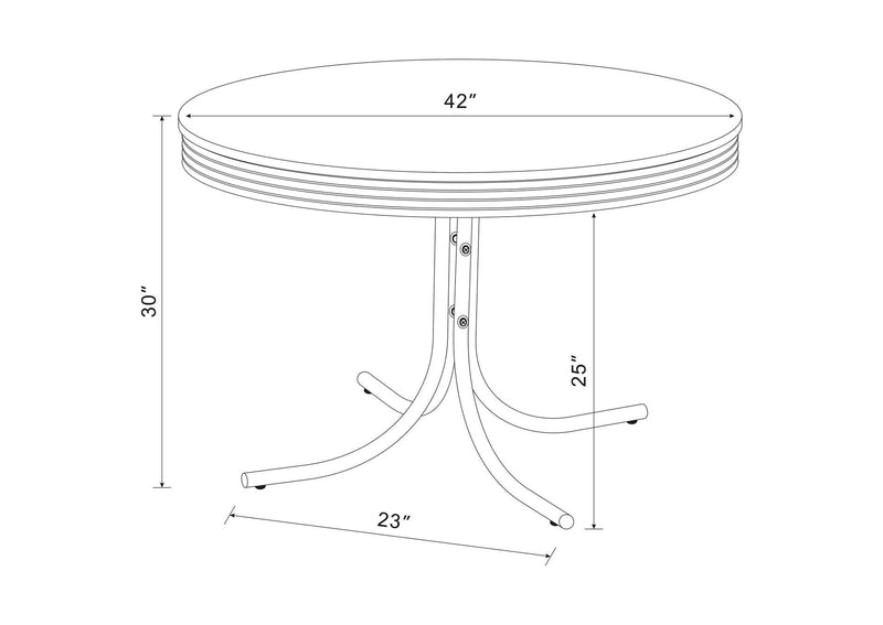2388 Retro Round 42-inch Wood Top Dining Table White and Chrome