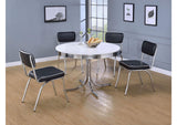 2388 Retro Round 42-inch Wood Top Dining Table White and Chrome