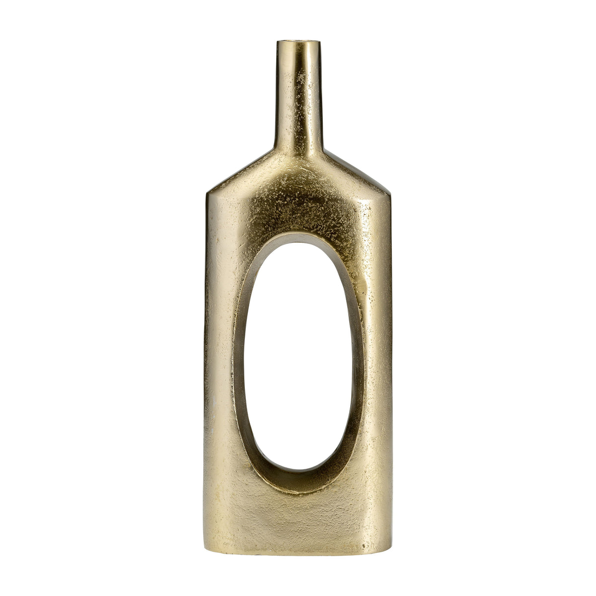 Metal 16" Tall Modern Open Cut Out Vase - Gold