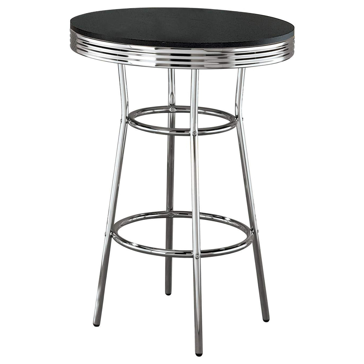 2405-S3 Retro 3-piece Round 1950s Bistro Pub Bar Table Set Black