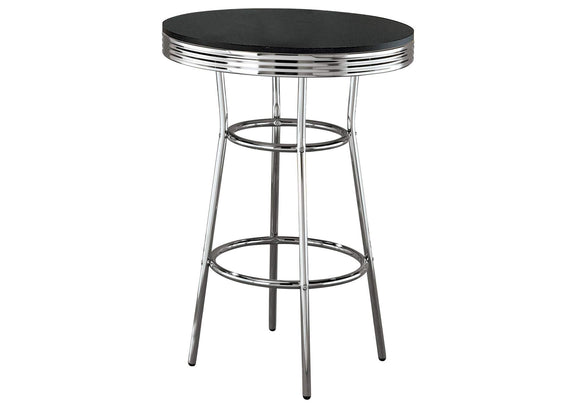 2405-S3 Retro 3-piece Round 1950s Bistro Pub Bar Table Set Black