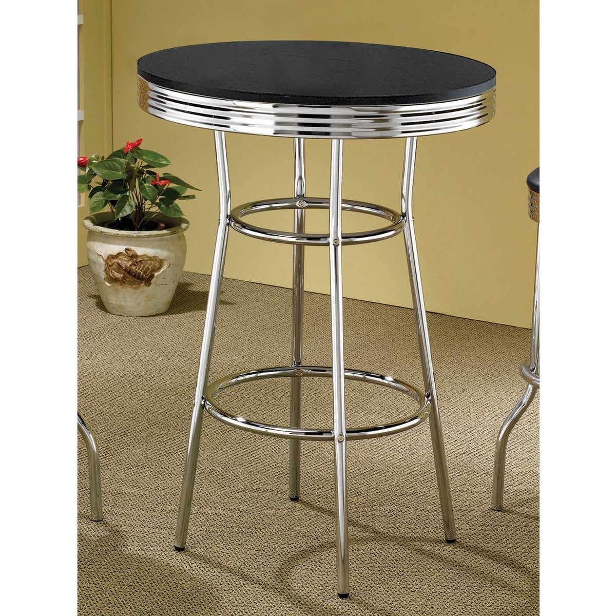 2405 Retro Round 30-inch 1950's Bistro Pub Height Bar Table Black