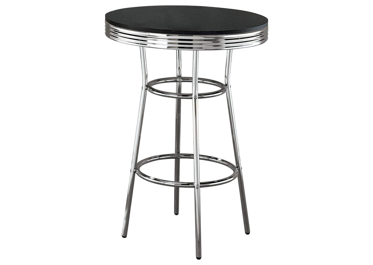 2405 Retro Round 30-inch 1950's Bistro Pub Height Bar Table Black