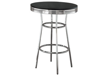 2405 Retro Round 30-inch 1950's Bistro Pub Height Bar Table Black