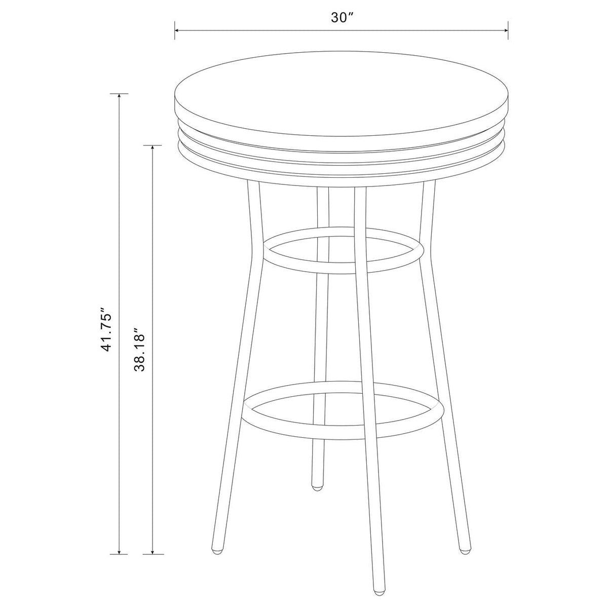 2405 Retro Round 30-inch 1950's Bistro Pub Height Bar Table Black