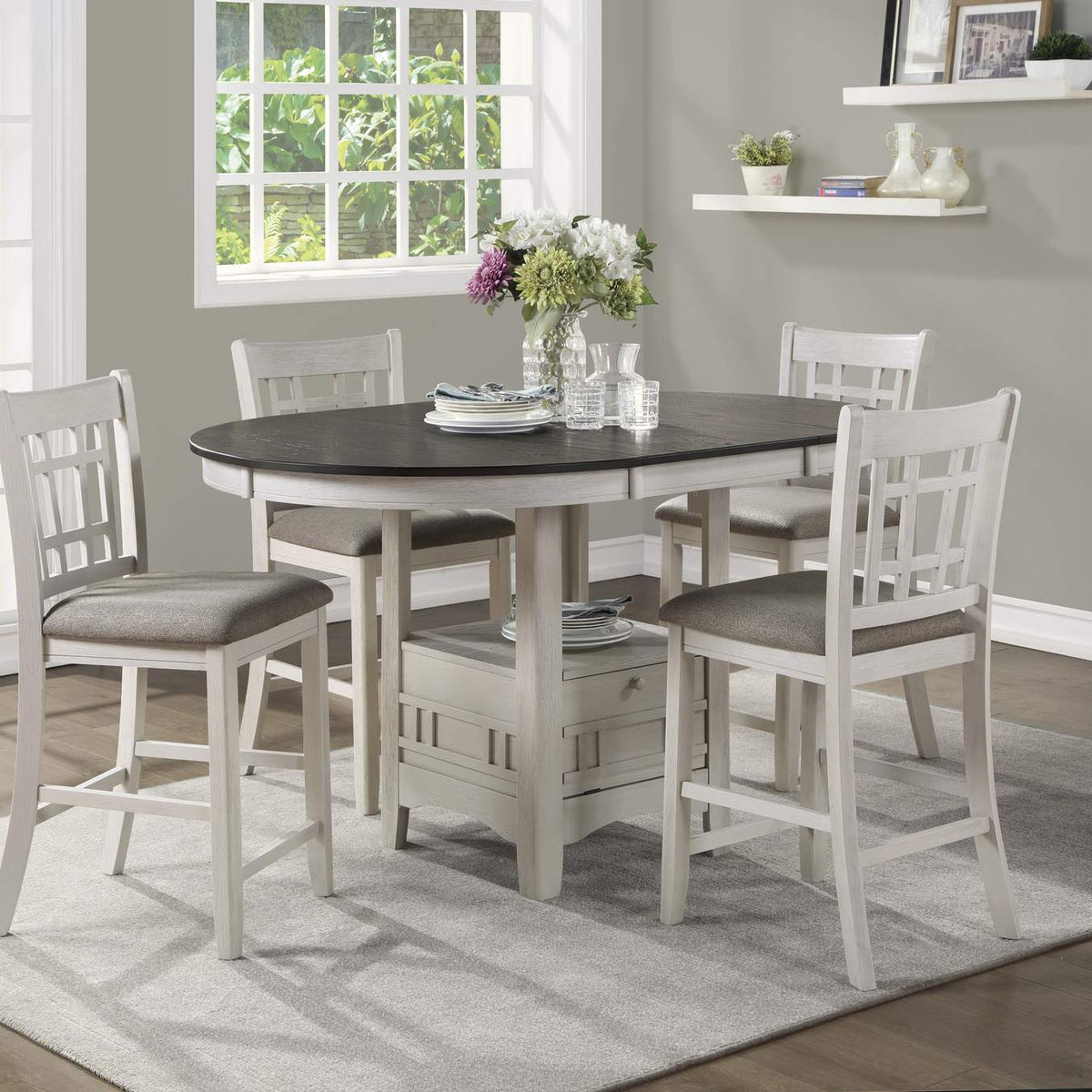 2423W-36 Junipero Round / Oval Counter Height Table with Storage Base