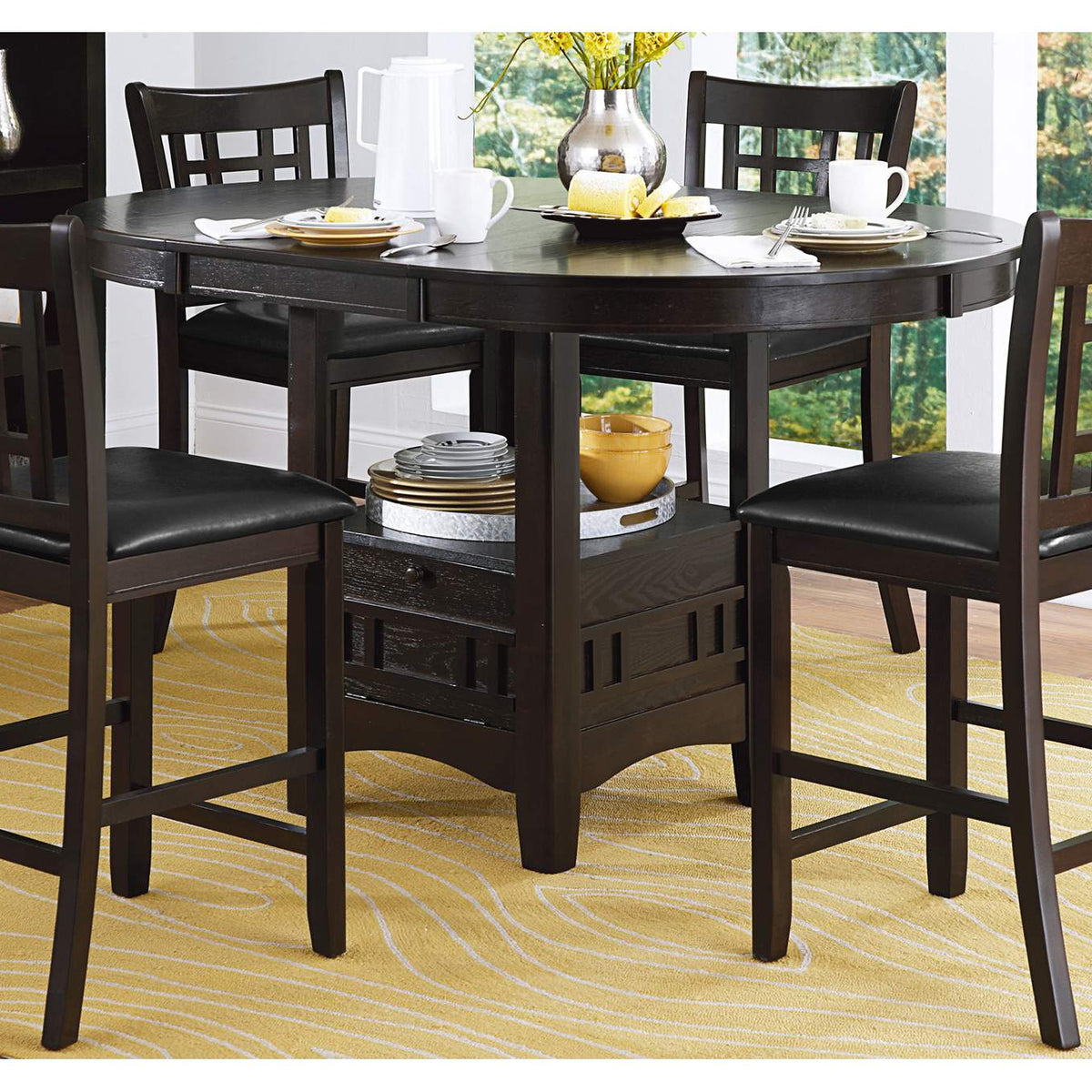 2423-36 Junipero Round / Oval Counter Height Table with Storage Base
