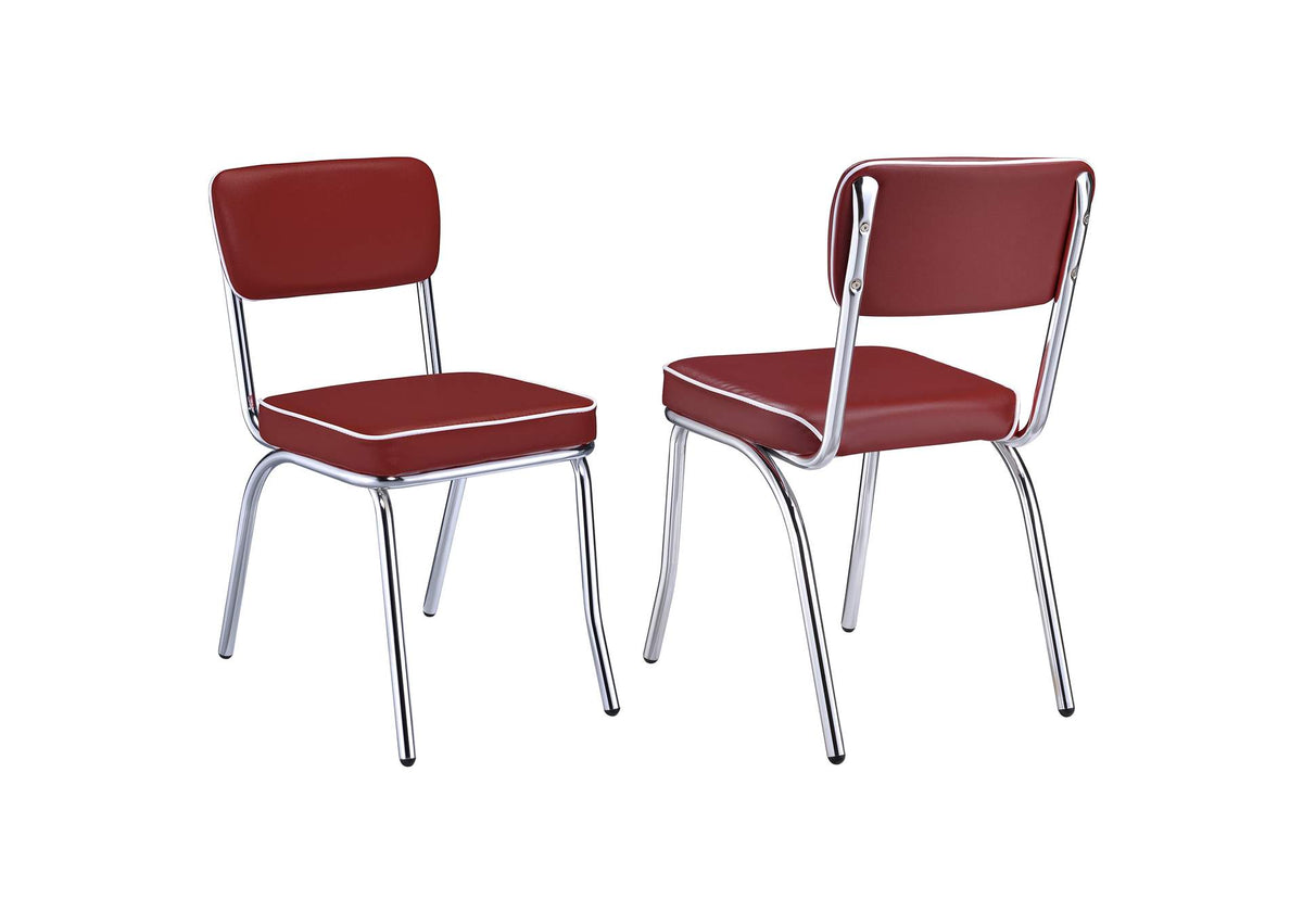 2450R Retro Upholstered Dining Side Chair Red (Set of 2)