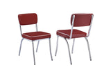2450R Retro Upholstered Dining Side Chair Red (Set of 2)