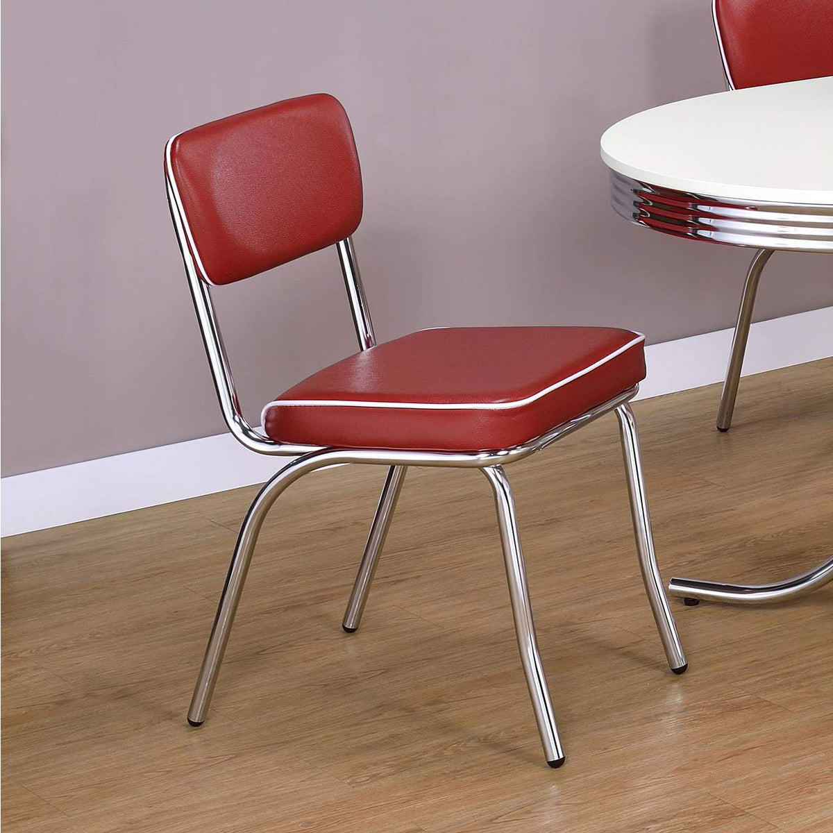 2450R Retro Upholstered Dining Side Chair Red (Set of 2)