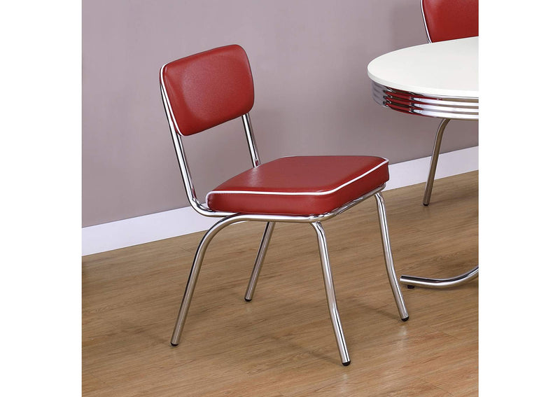 2450R Retro Upholstered Dining Side Chair Red (Set of 2)