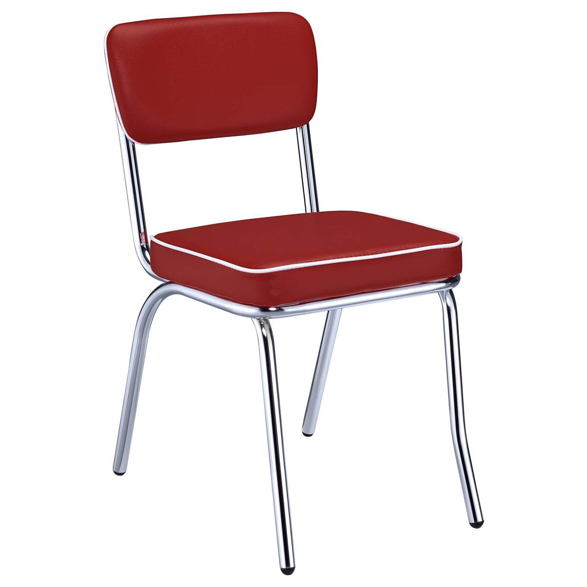 2450R Retro Upholstered Dining Side Chair Red (Set of 2)