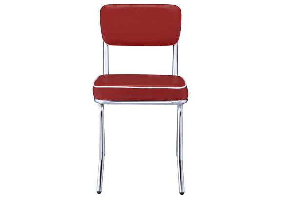 2450R Retro Upholstered Dining Side Chair Red (Set of 2)