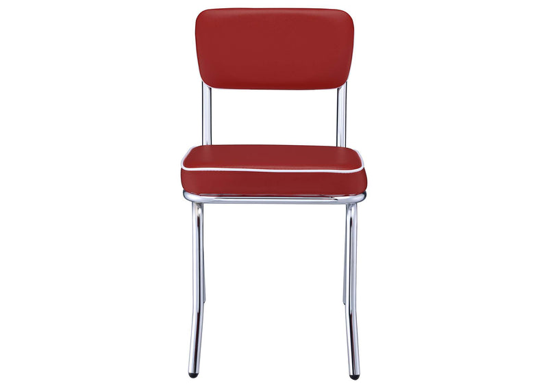 2450R Retro Upholstered Dining Side Chair Red (Set of 2)